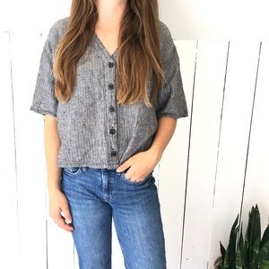 🆕Listing! Flax linen crop top buttondown shirt